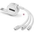 3 In 1 USB Charge Cable for iPhone & Micro USB & USB Type C Retractable Portable Charging Cable For